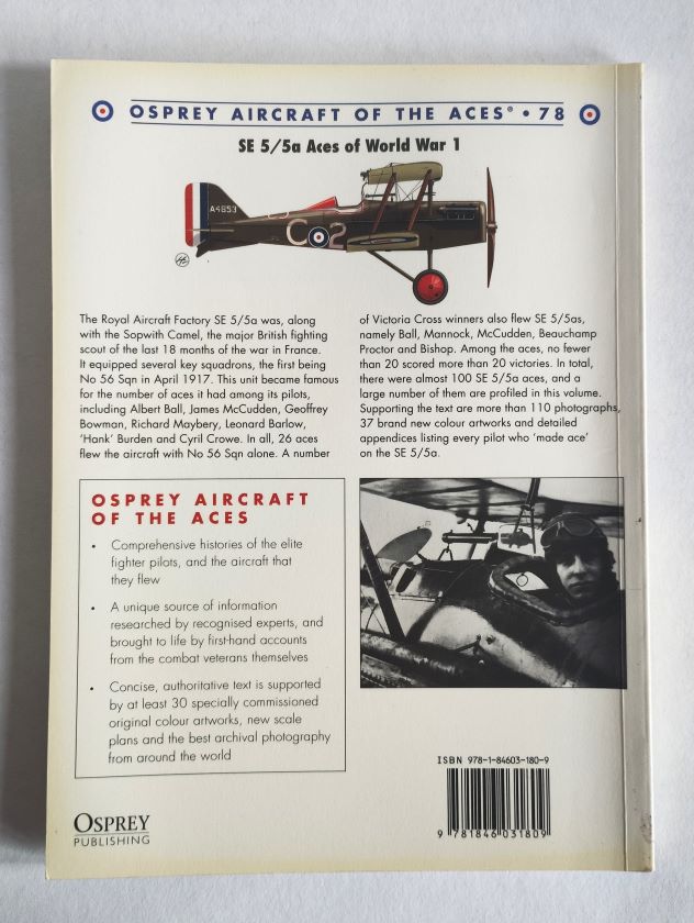 SE 5/5a Aces of World War I back cover